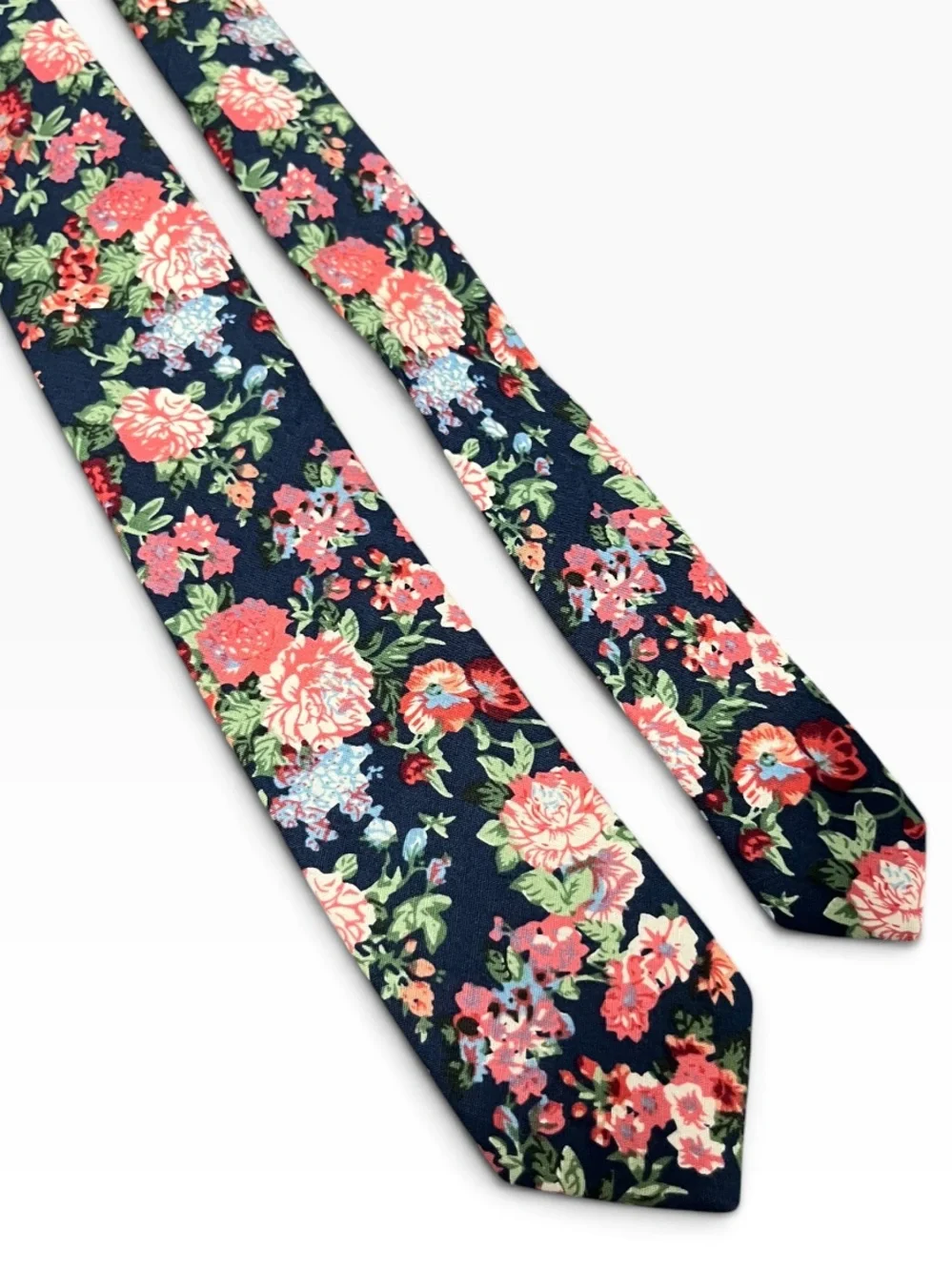 Penguin Navy Floral Men's Tie with Pink & Green Accents